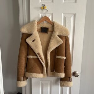 All Saints Farley Shearling Brown Jacket